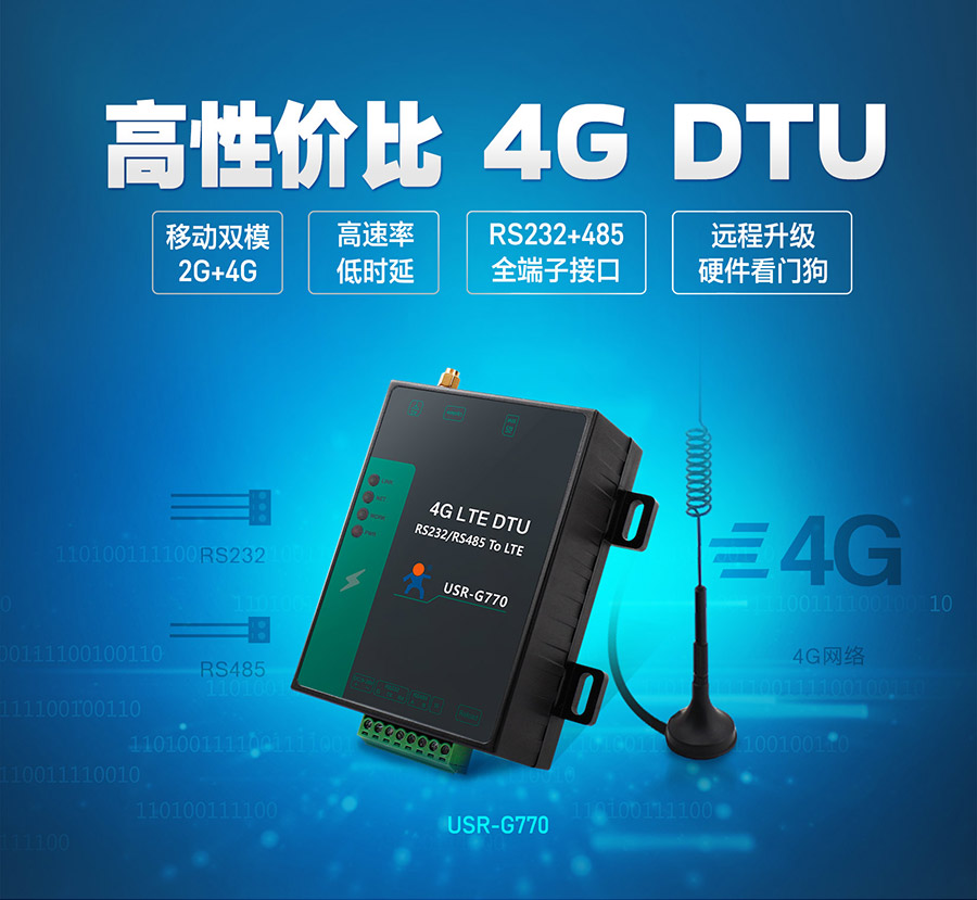 4G����DTU�ն��豸_RS232+485ȫ���ӽӿ�4G DTU_2G+4G�ƶ�˫ģʽ