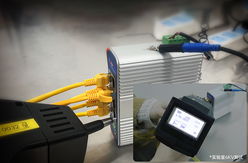 工业级交换机的防雷击测试，可实现6000V雷电或浪涌电压下正常工作